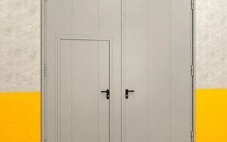 металлические ворота для склада или ангара, с двумя замками и калиткой, модель ВГМ - 42